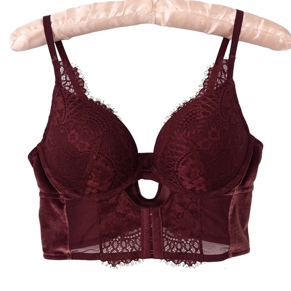 La Senza Push up Longline Velvet Lace Bra | US M - Picture 2 of 7